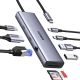 UGREEN 15375 BỘ CHUYỂN 9 IN 1 USB-C SANG 2*USB-C + RJ45 GIGABIT + HDMI 4K60HZ + PD + SD + TF + 2*USB3.0 CM498 20015375